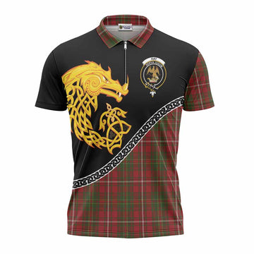 Hay Tartan Crest Zipper Polo Shirt Legendary Dragon Knot Half Style