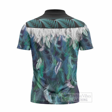 Hay Tartan Crest Zipper Polo Shirt New Zealand Maori Korowai Cloak