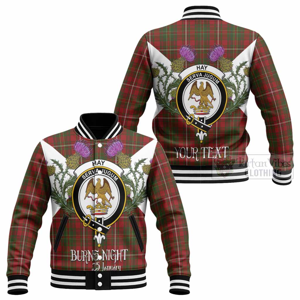 Hay Tartan Family Crest Baseball Jacket Scottish Burns Night Thistle Floral