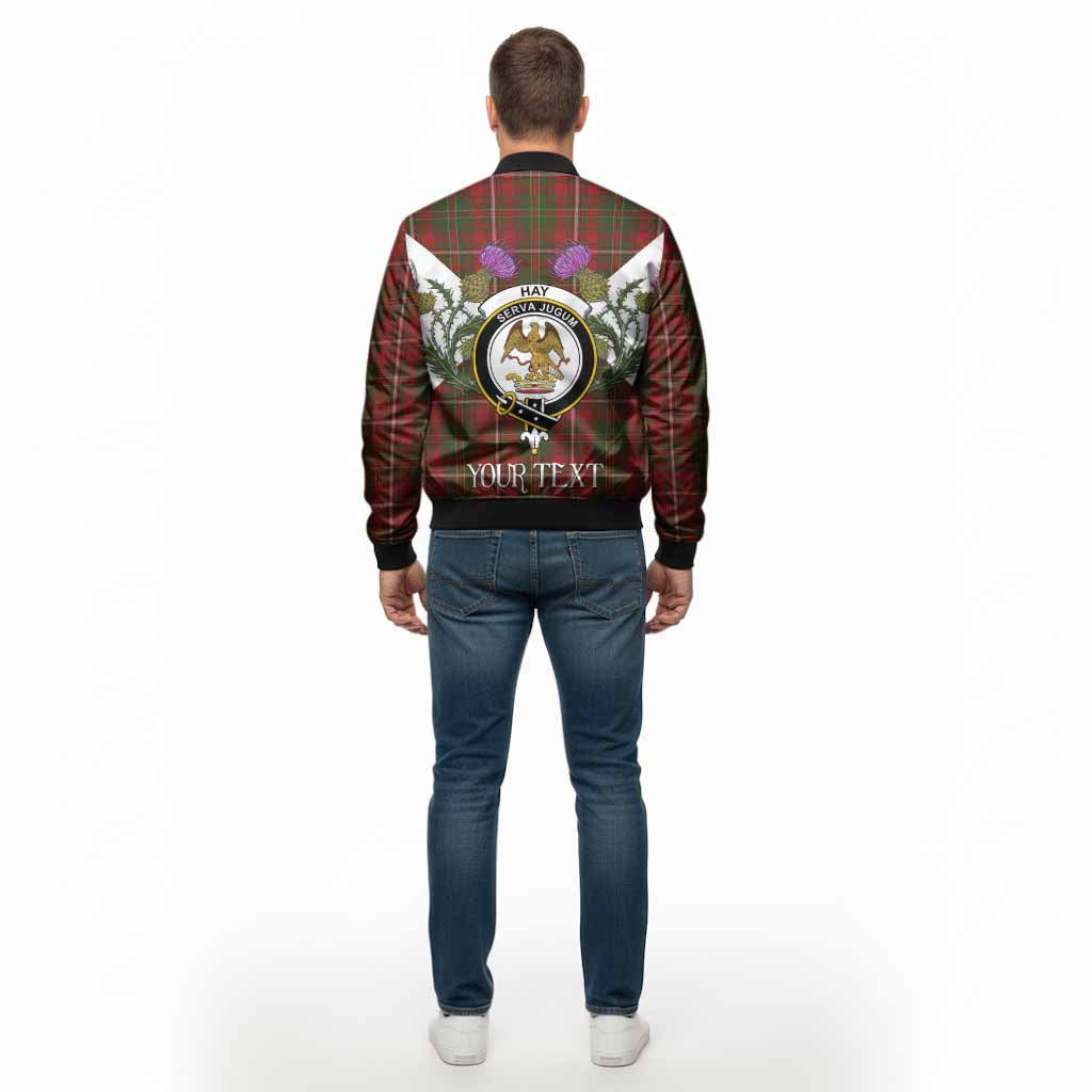 Hay Tartan Family Crest Bomber Jacket Scottish Burns Night Thistle Floral