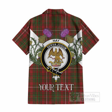 Hay Tartan Family Crest Cotton Hawaiian Shirt Scottish Burns Night Thistle Floral