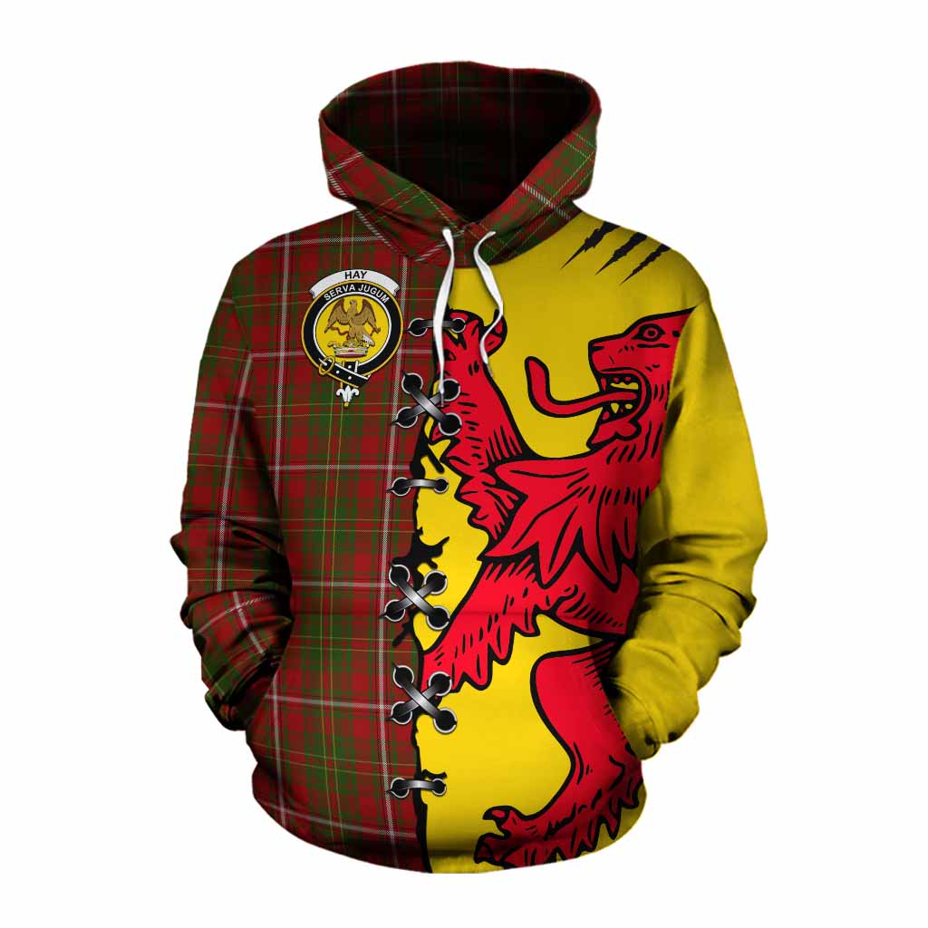 Hay Tartan Family Crest Cotton Hoodie Lion Rampant Honor - Tartan Vibes Clothing