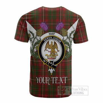 Hay Tartan Family Crest Cotton T-shirt Scottish Burns Night Thistle Floral