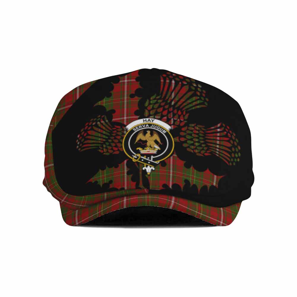 Hay Tartan Family Crest Flat Cap, Jeff Cap Scotland Thistle Floral