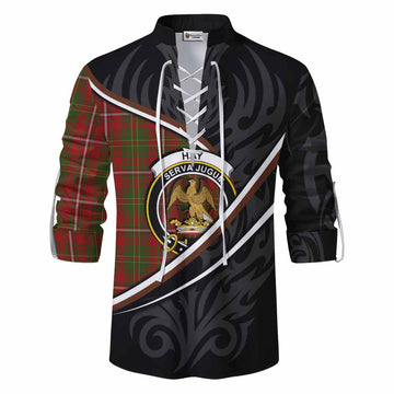 Hay Tartan Family Crest Ghillie Kilt Shirt Celtic Scottish Thistle Floral