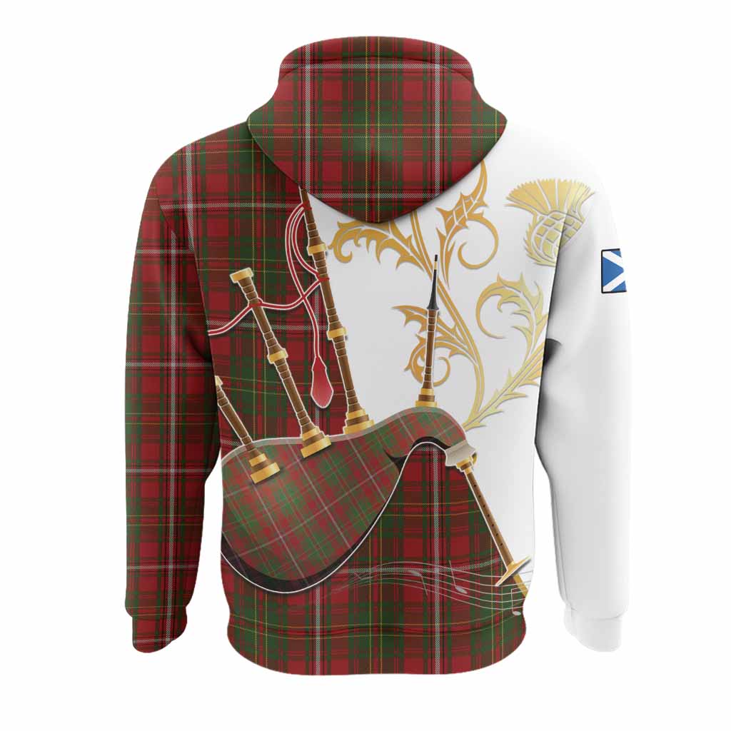 Hay Tartan Family Crest Hoodie Bagpipes with Scottish Thistle