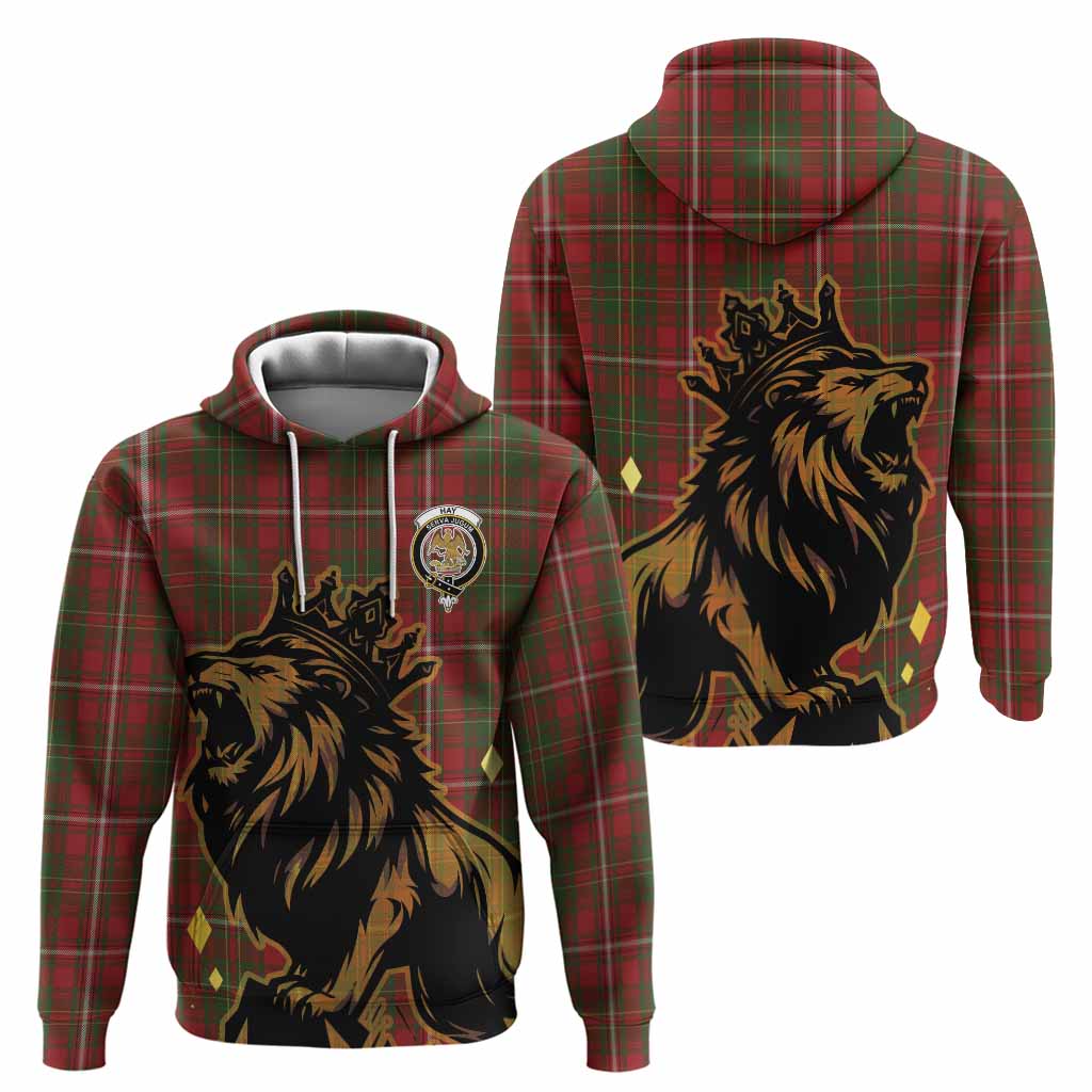 Hay Tartan Family Crest Hoodie Crowned Lion Roaring