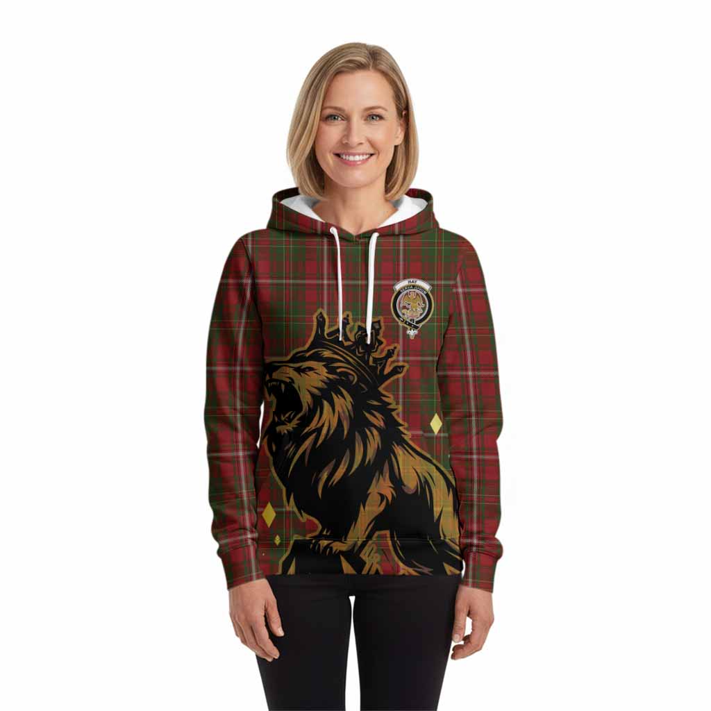 Hay Tartan Family Crest Hoodie Crowned Lion Roaring
