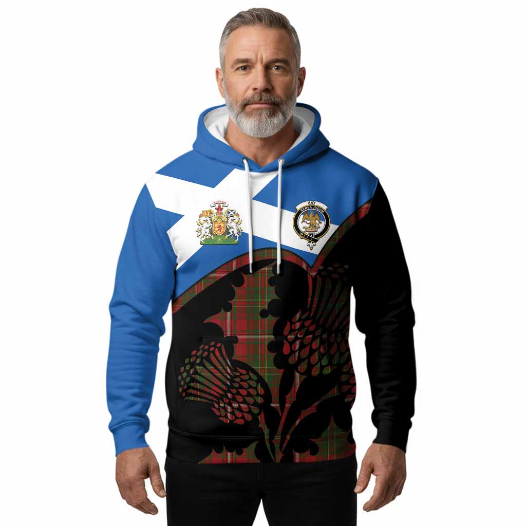 Hay Tartan Family Crest Hoodie Scotland Thistle Floral Flag Style