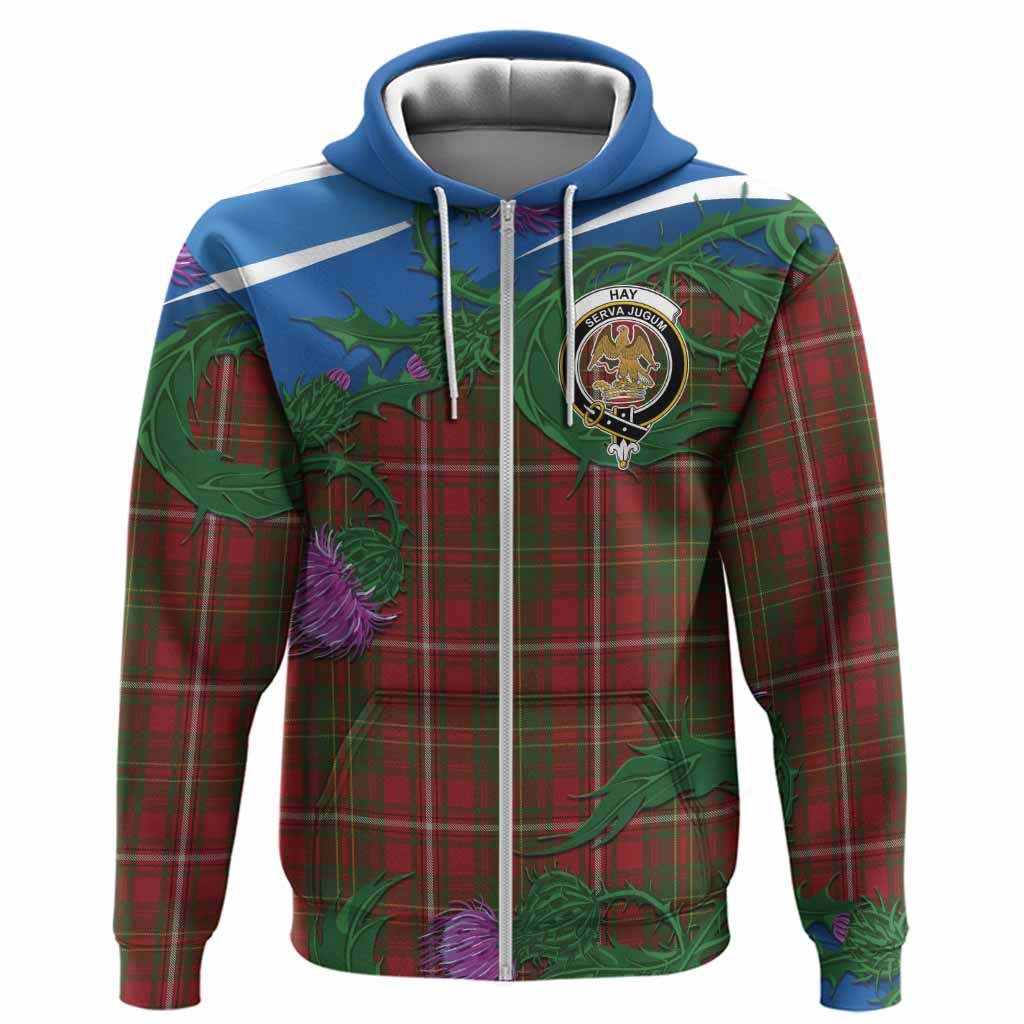 Hay Tartan Family Crest Hoodie Thistle in Minimalism