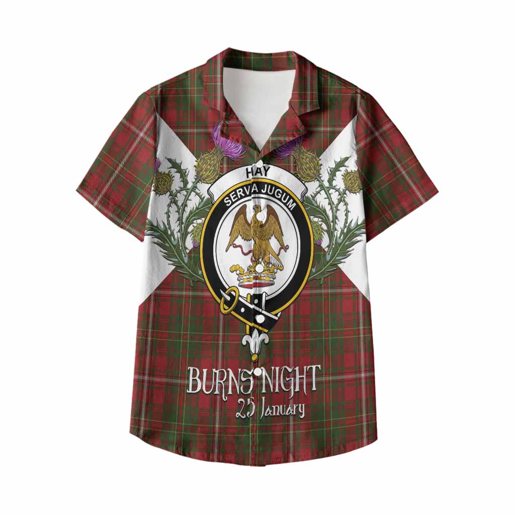 Hay Tartan Family Crest Kid Hawaiian Shirt Scottish Burns Night Thistle Floral