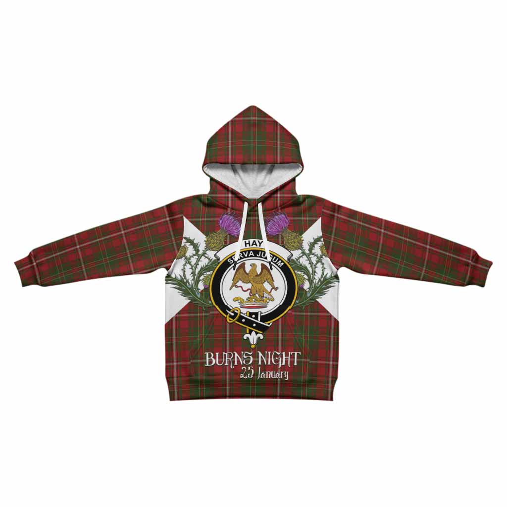 Hay Tartan Family Crest Kid Hoodie Scottish Burns Night Thistle Floral