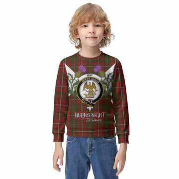 Hay Tartan Family Crest Kid Knitted Sweatshirt Scottish Burns Night Thistle Floral