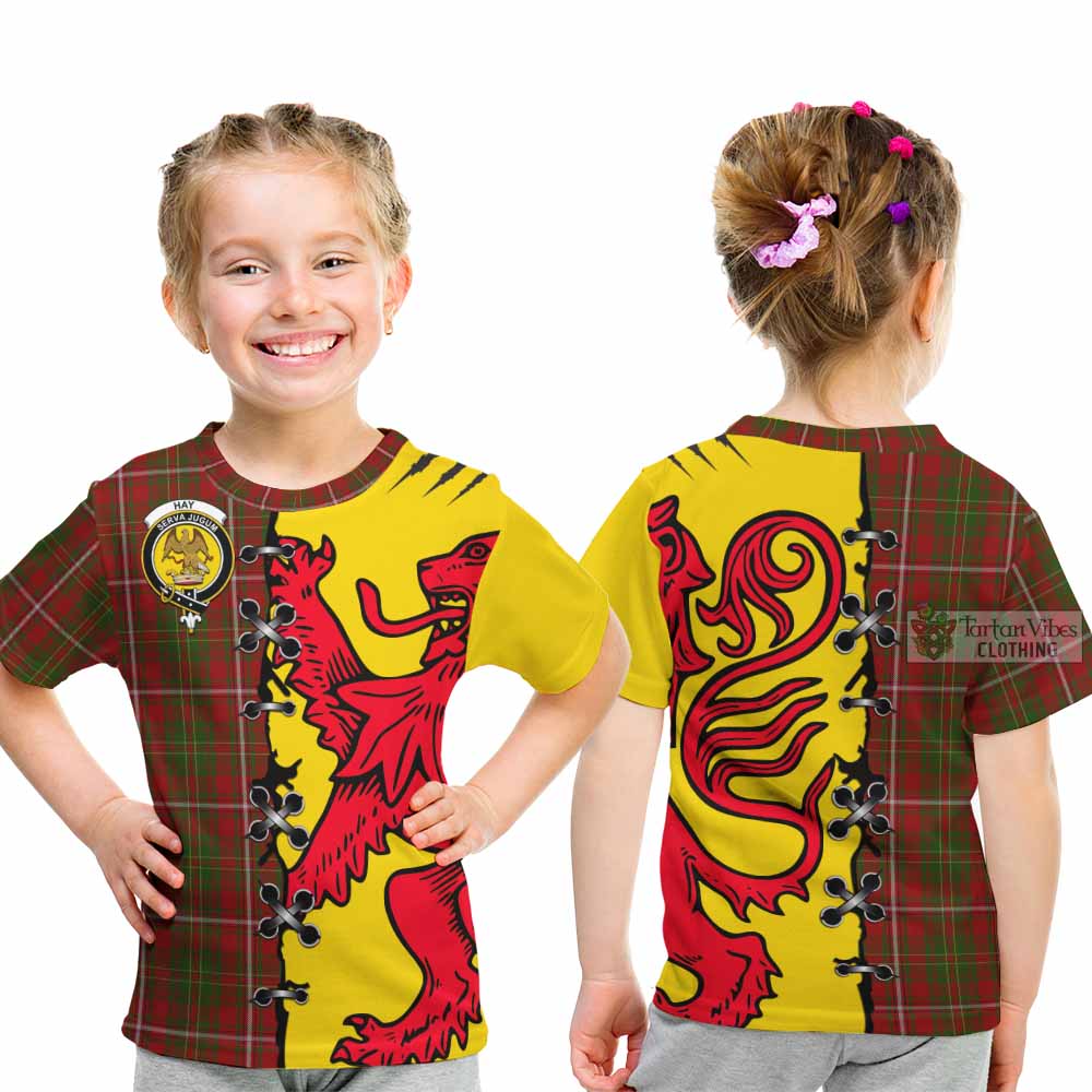 Hay Tartan Family Crest Kid T-shirt Lion Rampant Honor - Tartan Vibes Clothing