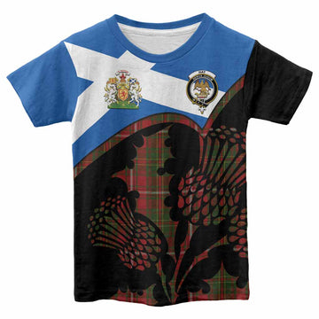 Hay Tartan Family Crest Kid T-shirt Scotland Thistle Floral Flag Style