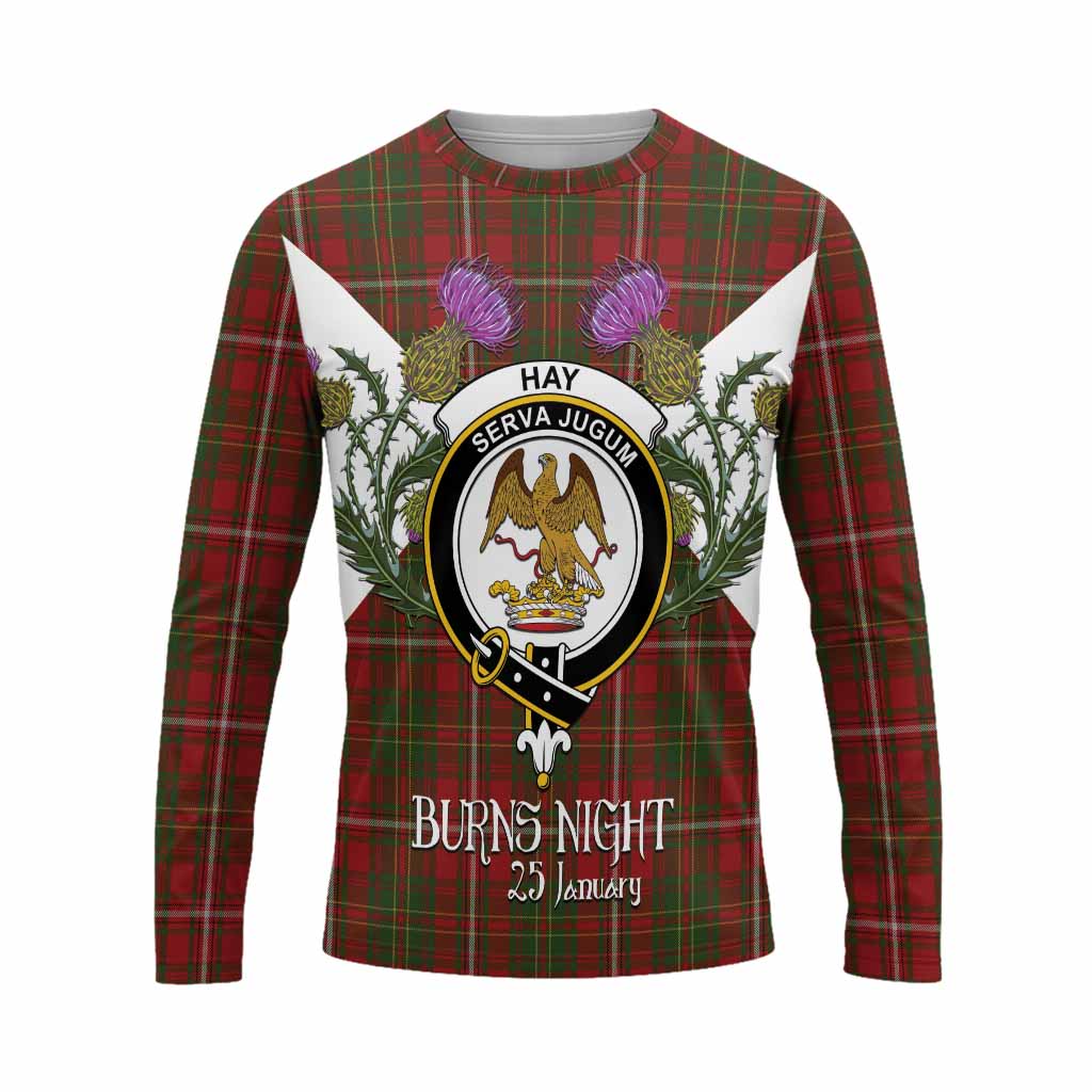 Hay Tartan Family Crest Long Sleeve T-Shirt Scottish Burns Night Thistle Floral