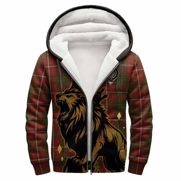 Hay Tartan Family Crest Sherpa Hoodie Crowned Lion Roaring