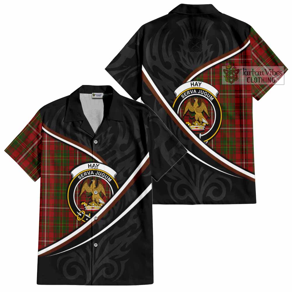 Hay Tartan Family Crest Short Sleeve Button Shirt Celtic Scottish Thistle Floral - Tartan Vibes Clothing