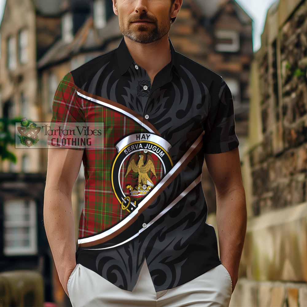 Hay Tartan Family Crest Short Sleeve Button Shirt Celtic Scottish Thistle Floral - Tartan Vibes Clothing