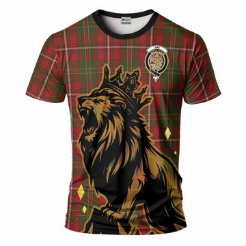 Hay Tartan Family Crest T-Shirt Crowned Lion Roaring