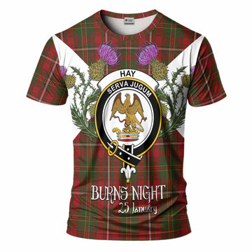 Hay Tartan Family Crest T-Shirt Scottish Burns Night Thistle Floral