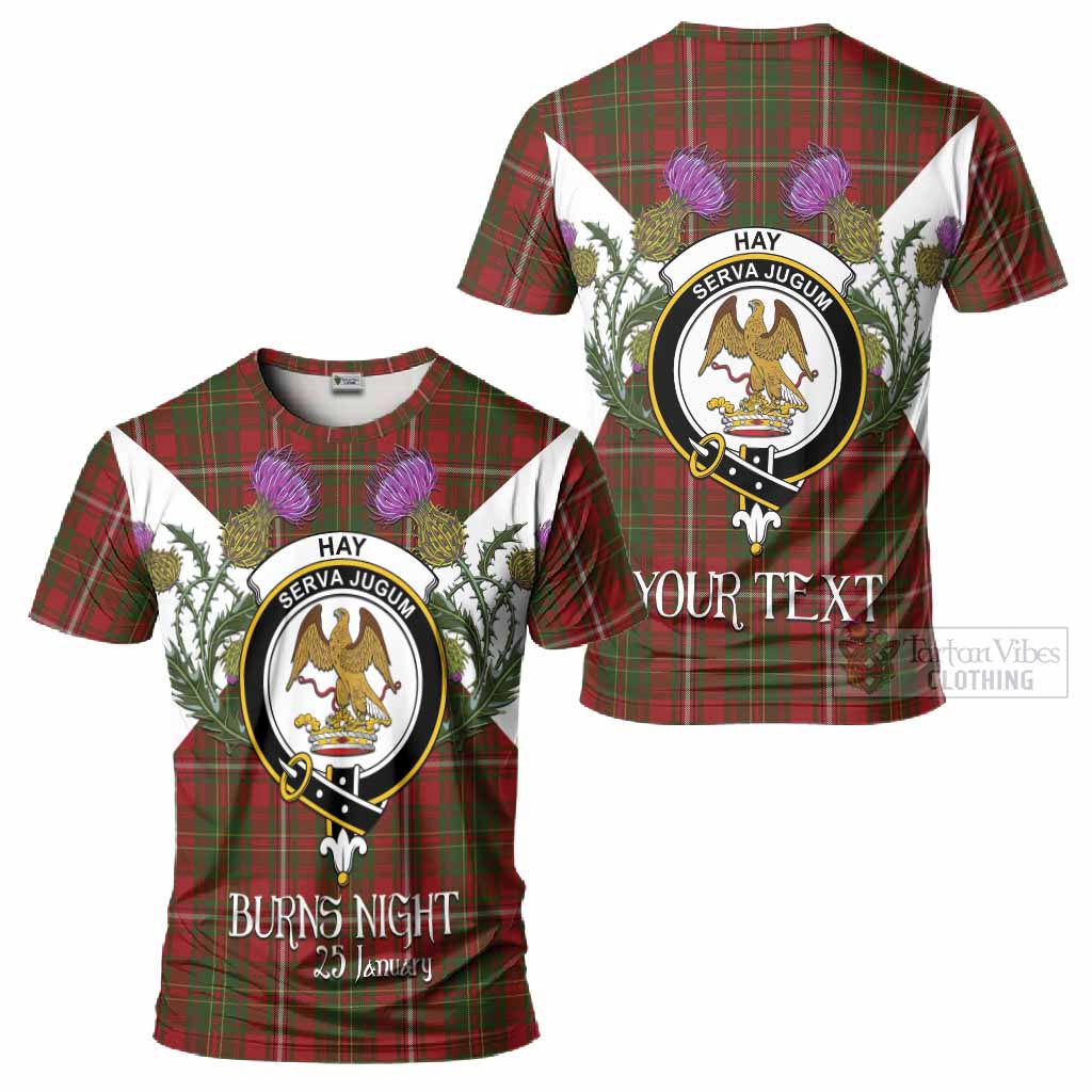 Hay Tartan Family Crest T-Shirt Scottish Burns Night Thistle Floral