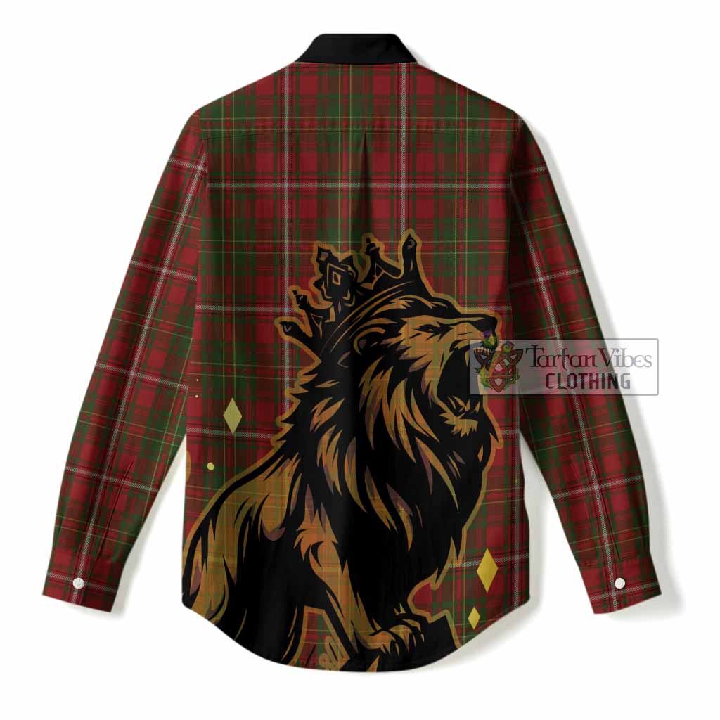 Hay Tartan Family Crest Women Casual Shirt Crowned Lion Roaring