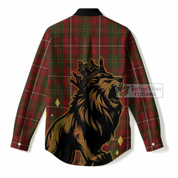 Hay Tartan Family Crest Women Casual Shirt Crowned Lion Roaring