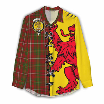 Hay Tartan Family Crest Women Casual Shirt Lion Rampant Honor