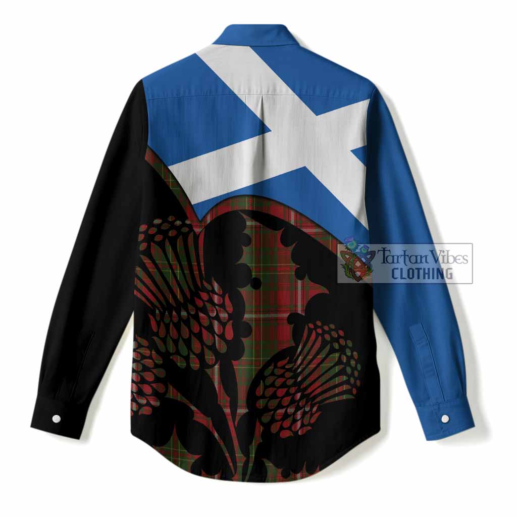 Hay Tartan Family Crest Women Casual Shirt Scotland Thistle Floral Flag Style