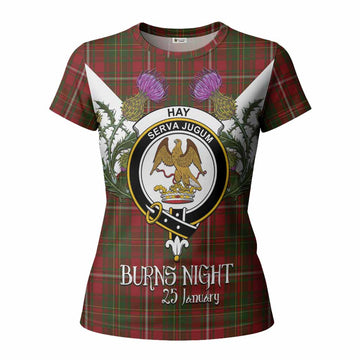 Hay Tartan Family Crest Women T shirt Scottish Burns Night Thistle Floral