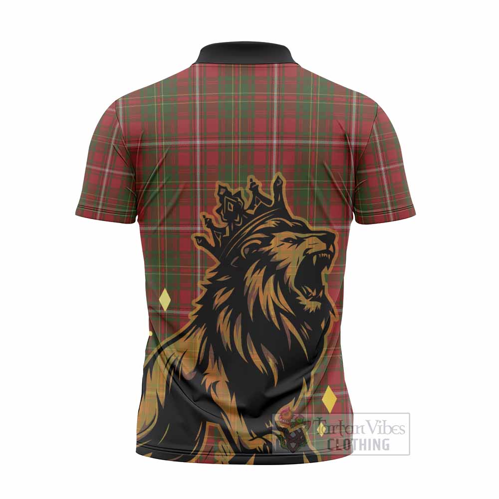 Hay Tartan Family Crest Zipper Polo Shirt Crowned Lion Roaring