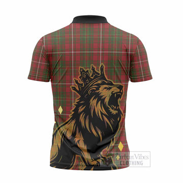 Hay Tartan Family Crest Zipper Polo Shirt Crowned Lion Roaring