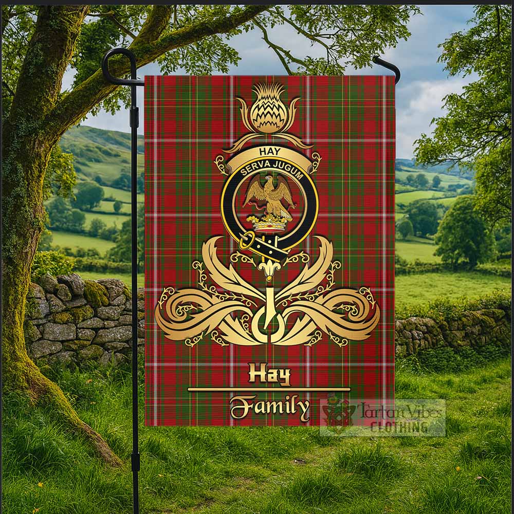 Hay Tartan Garden Flag with Highland Thistle Cherish Family Crest Style - Tartan Vibes Clothing
