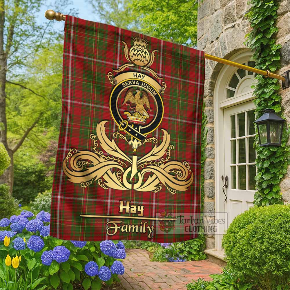 Hay Tartan Garden Flag with Highland Thistle Cherish Family Crest Style - Tartan Vibes Clothing