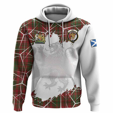 Hay Tartan Hoodie with Family Crest and Lion Rampant Grunge Style