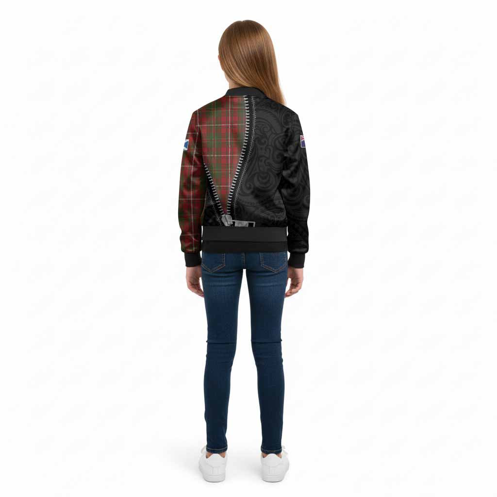 Hay Tartan Kid Bomber Jacket New Zealand Pattern Unique Zipper Stylized