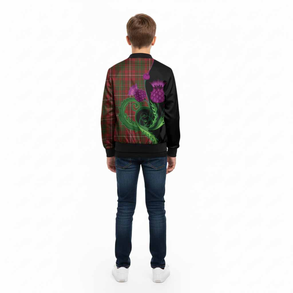Hay Tartan Kid Bomber Jacket Traditional Scottish Thistle