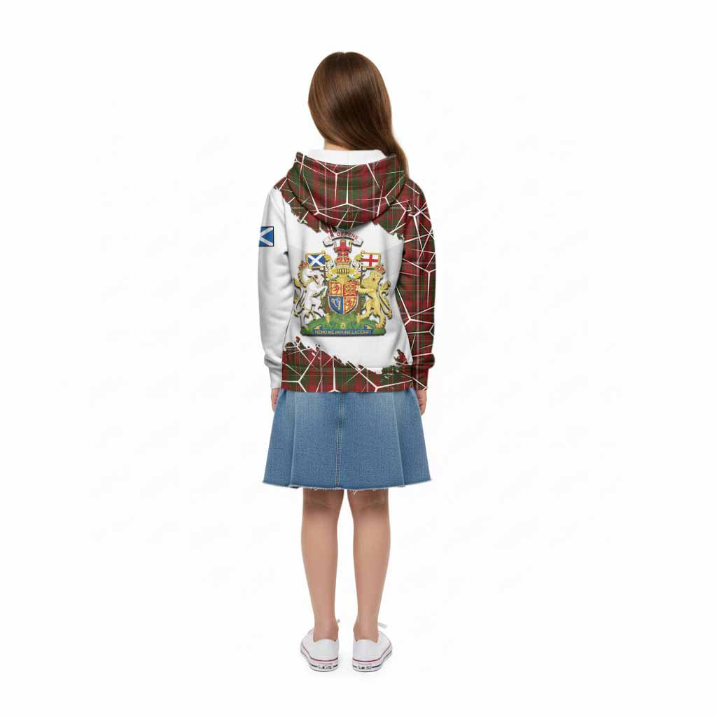 Hay Tartan Kid Hoodie with Family Crest and Lion Rampant Grunge Style