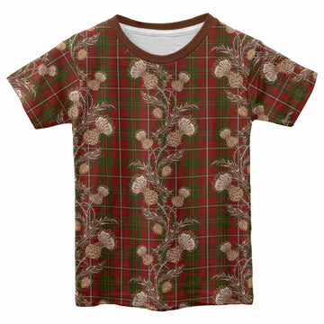 Hay Tartan Kid T-shirt Seamless Scottish Thistle Flowers