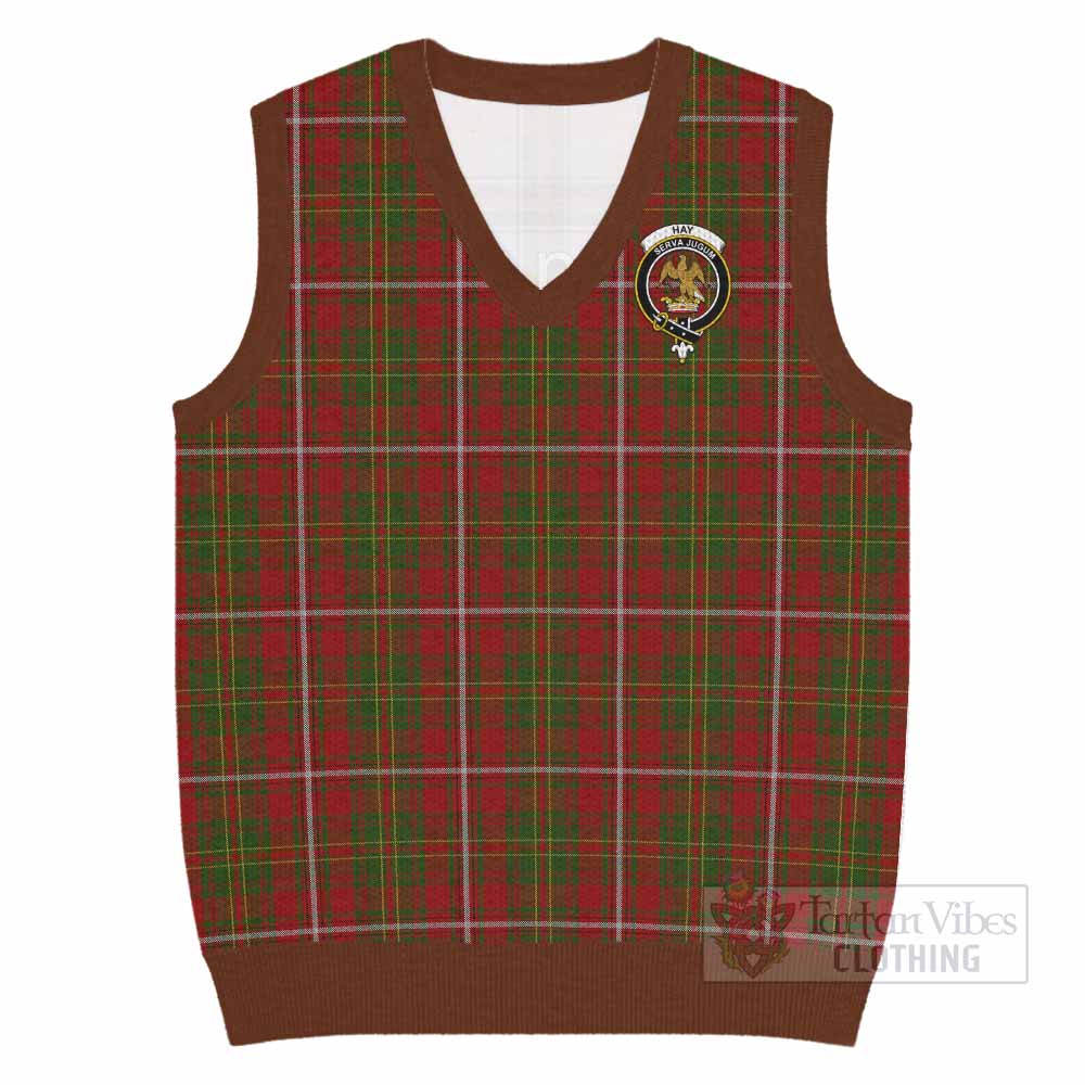 Hay Tartan Knitted V-Neck Vest with Family Crest - Tartan Vibes Clothing
