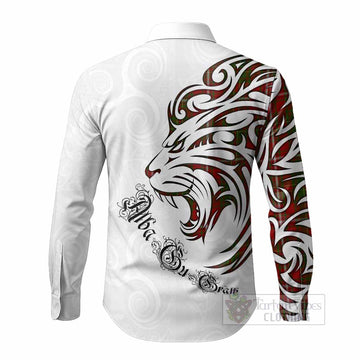 Hay Tartan Lion Roar Long Sleeve Button Shirts Alba Gu Brath with Celtic Motifs