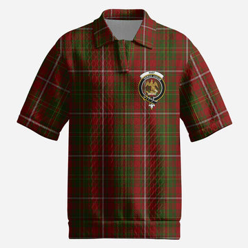 Hay Tartan Men’s Polo Sweater Top with Family Crest