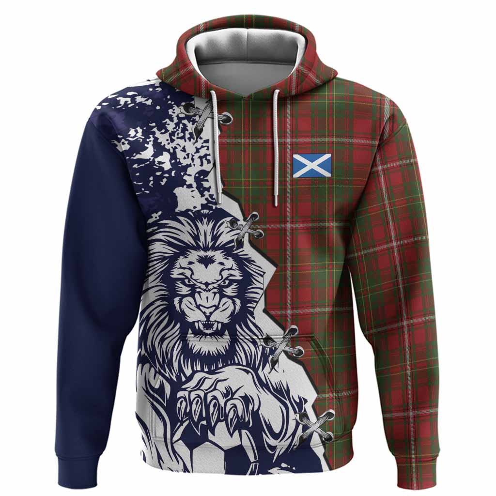 Hay Tartan Scottish Hoodie Angry Lion With Soccer Ball Style