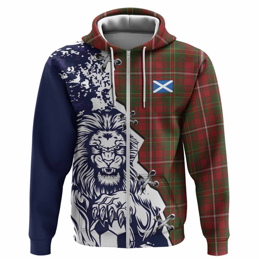 Hay Tartan Scottish Hoodie Angry Lion With Soccer Ball Style