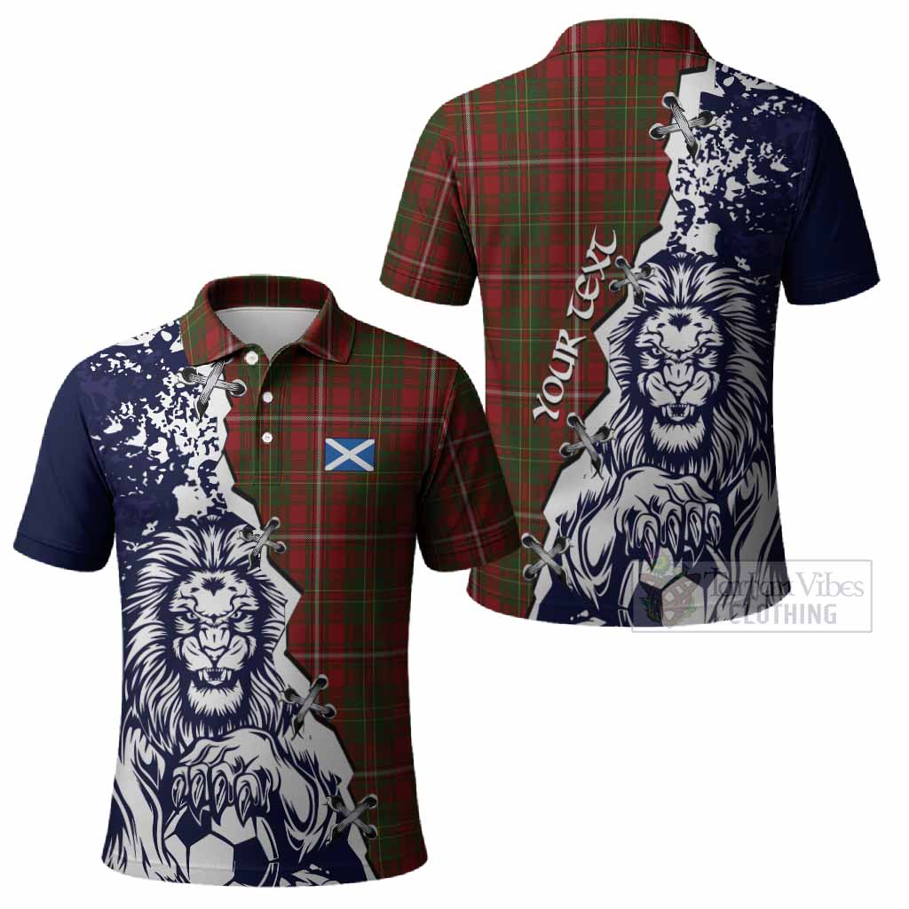 Hay Tartan Scottish Polo Shirt Angry Lion With Soccer Ball Style