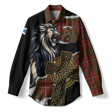 Hay Tartan Scottish Women Casual Shirt Lion Celtic Heritage