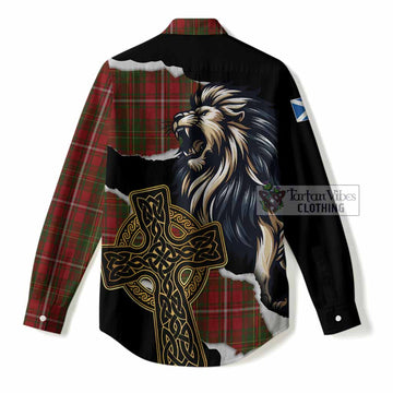 Hay Tartan Scottish Women Casual Shirt Lion Celtic Heritage