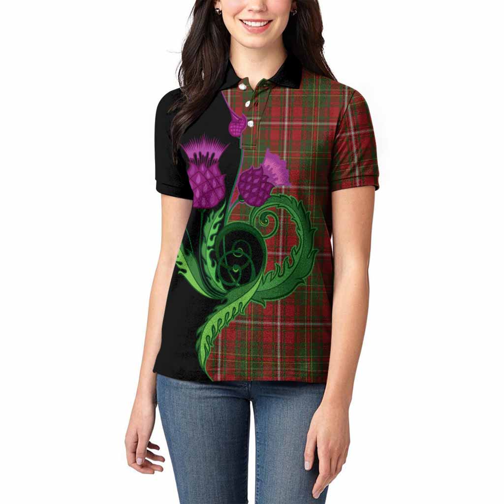 Hay Tartan Women Polo Shirt Traditional Scottish Thistle