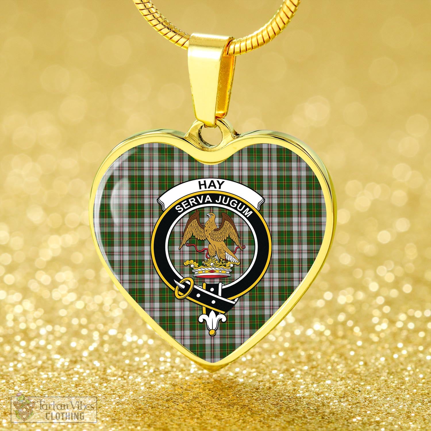 Tartan Vibes Clothing Hay White Dress Tartan Heart Necklace with Family Crest
